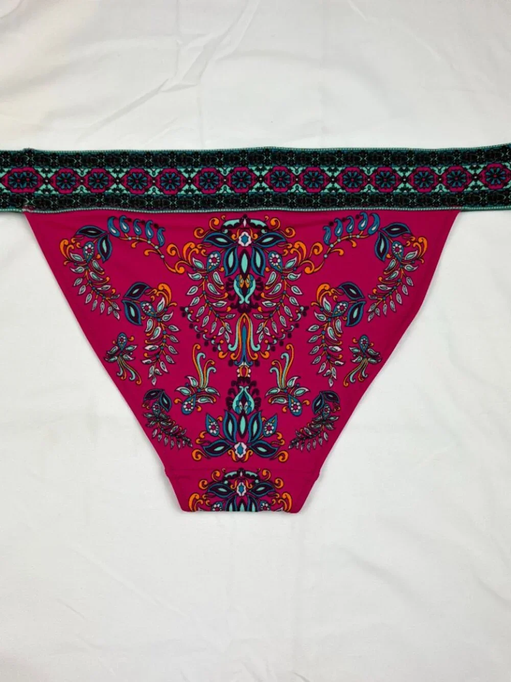 Victoria's Secret Pink Pailsey Print Bikini Bottom Sz Medium Beach Boho Festival